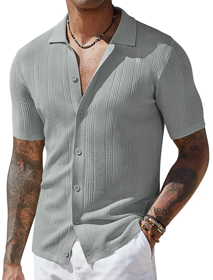 Men’s Knit Beach Shirt – Casual Short Sleeve Button Down – COOFANDY by ORIGXN